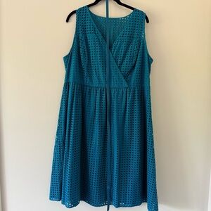 NWT Lane Bryant Teal Eyelet Dress
